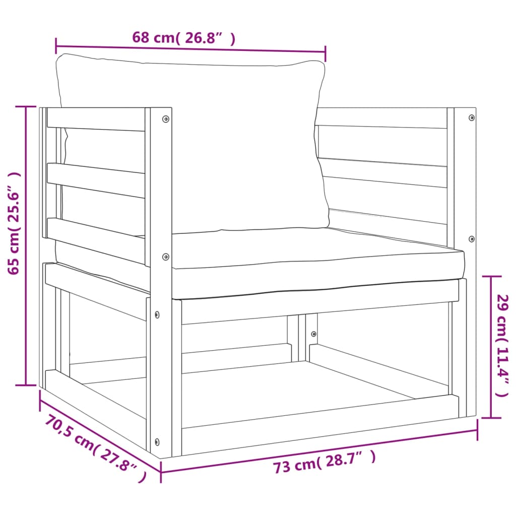 vidaXL 8-delige Loungeset met kussens massief hout taupe