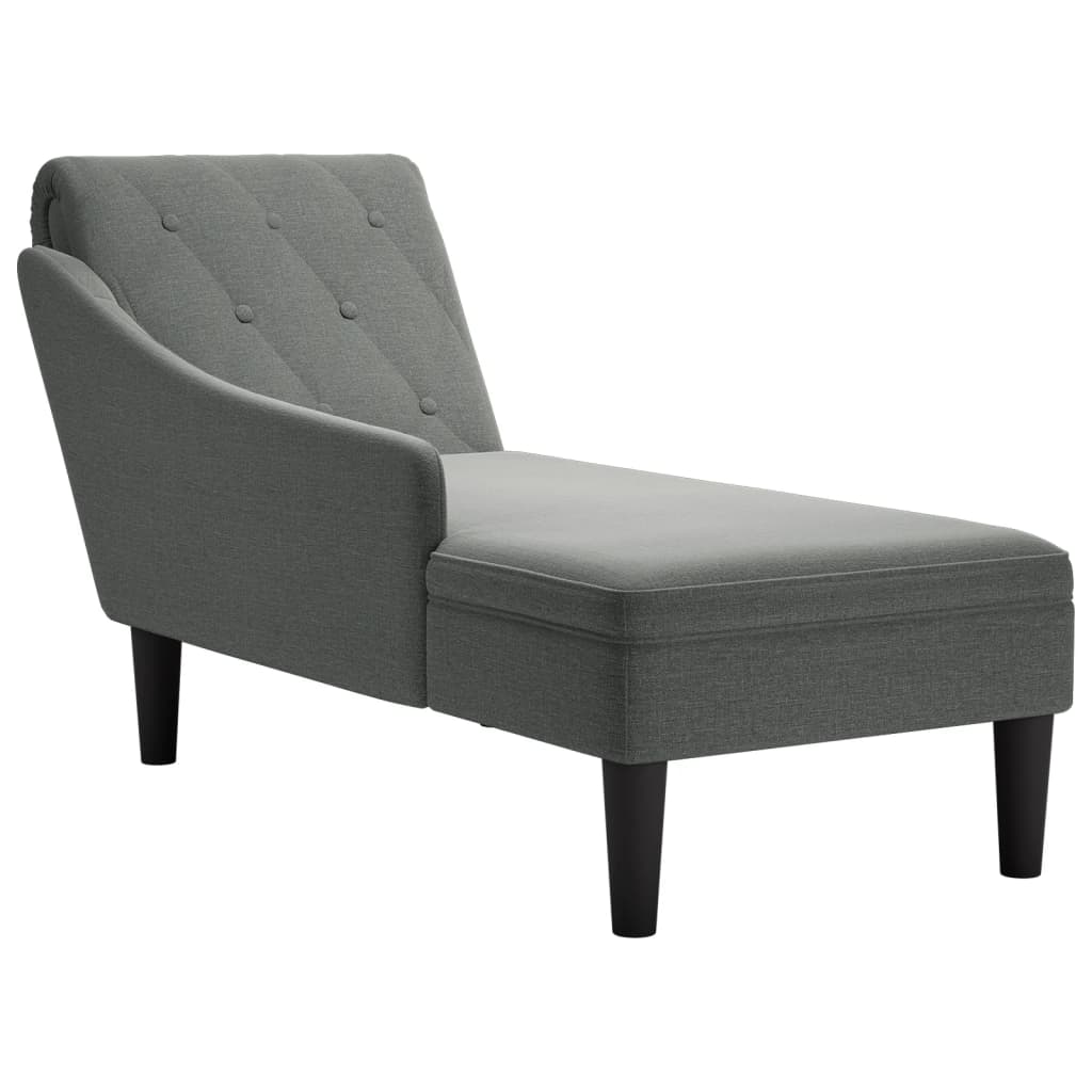 vidaXL Chaise longue met kussen en rechterarmleuning stof donkergrijs