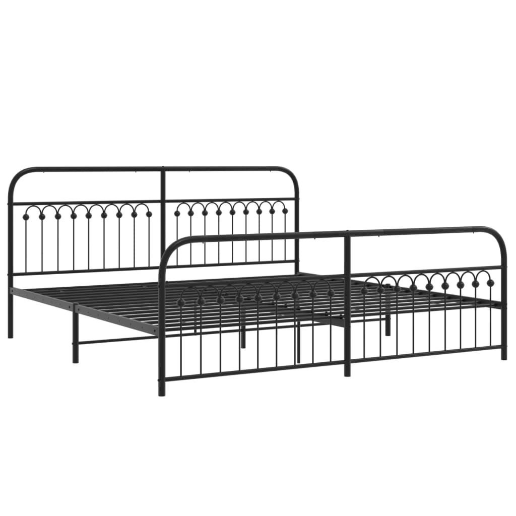 vidaXL Bedframe met hoofd- en voeteneinde metaal zwart 193x203 cm