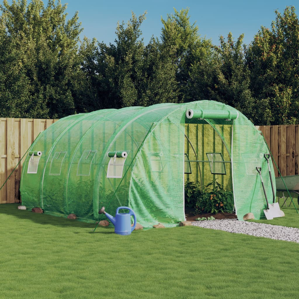 vidaXL Tuinkas met stalen frame 12 m² 4x3x2 m groen