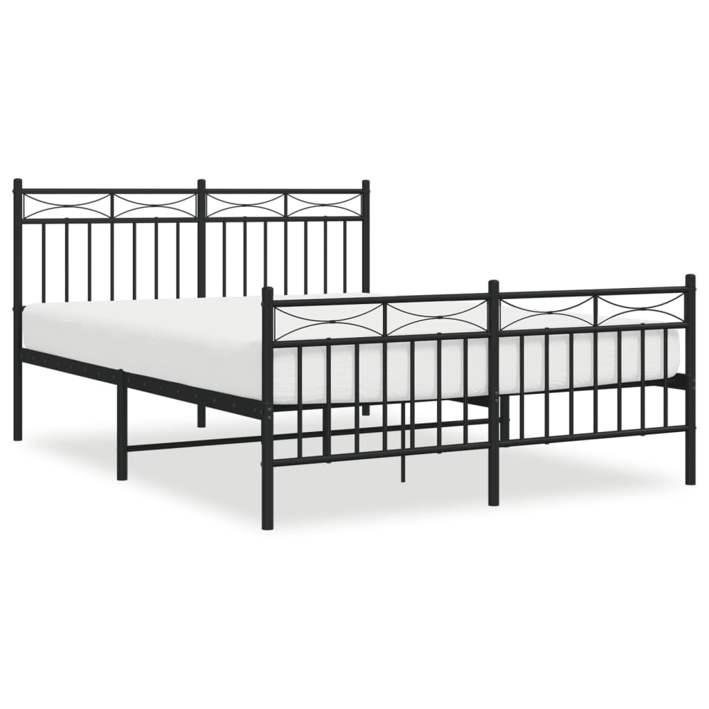 vidaXL Bedframe met hoofd- en voeteneinde metaal zwart 140x190 cm