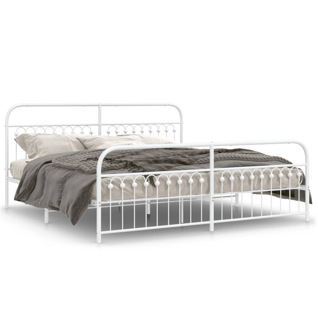 vidaXL Bedframe met hoofd- en voeteneinde metaal wit 200x200 cm