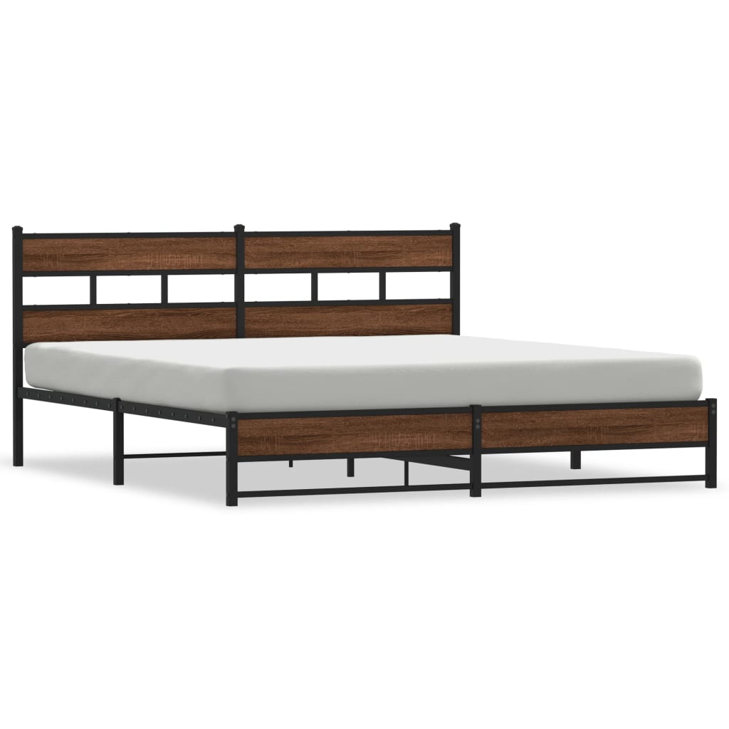 vidaXL Bedframe zonder matras metaal bruin eikenkleur 183x213 cm