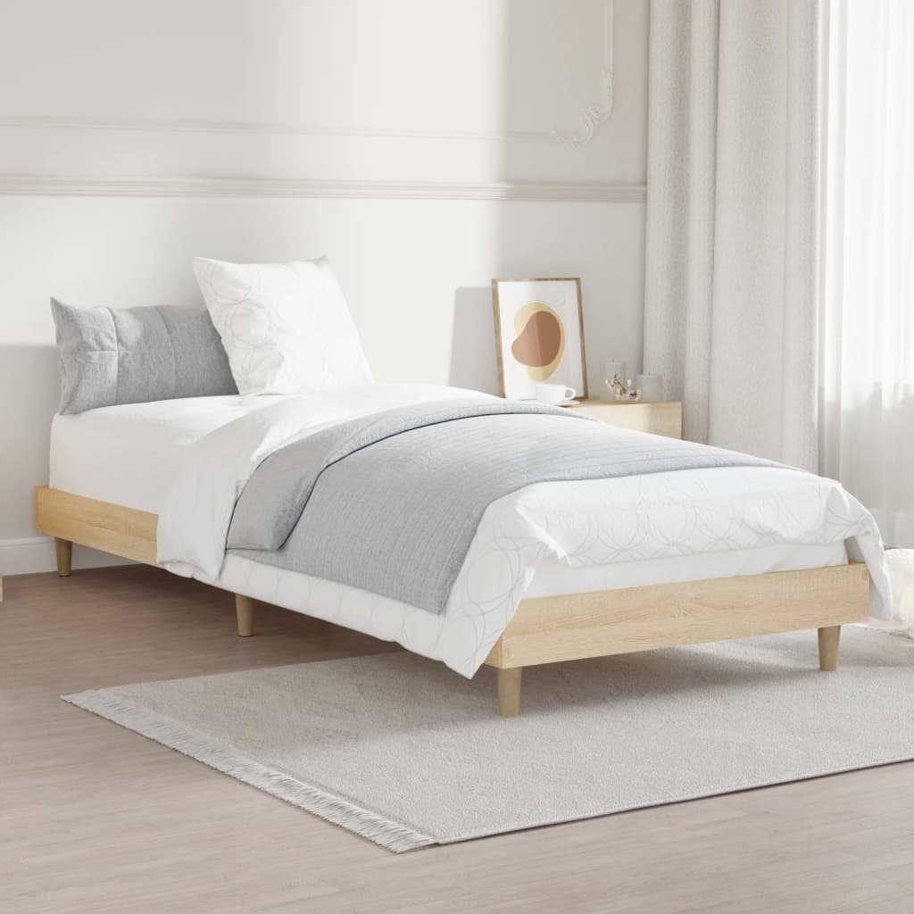 vidaXL Bedframe zonder matras hout sonoma eikenkleurig 75x190 cm