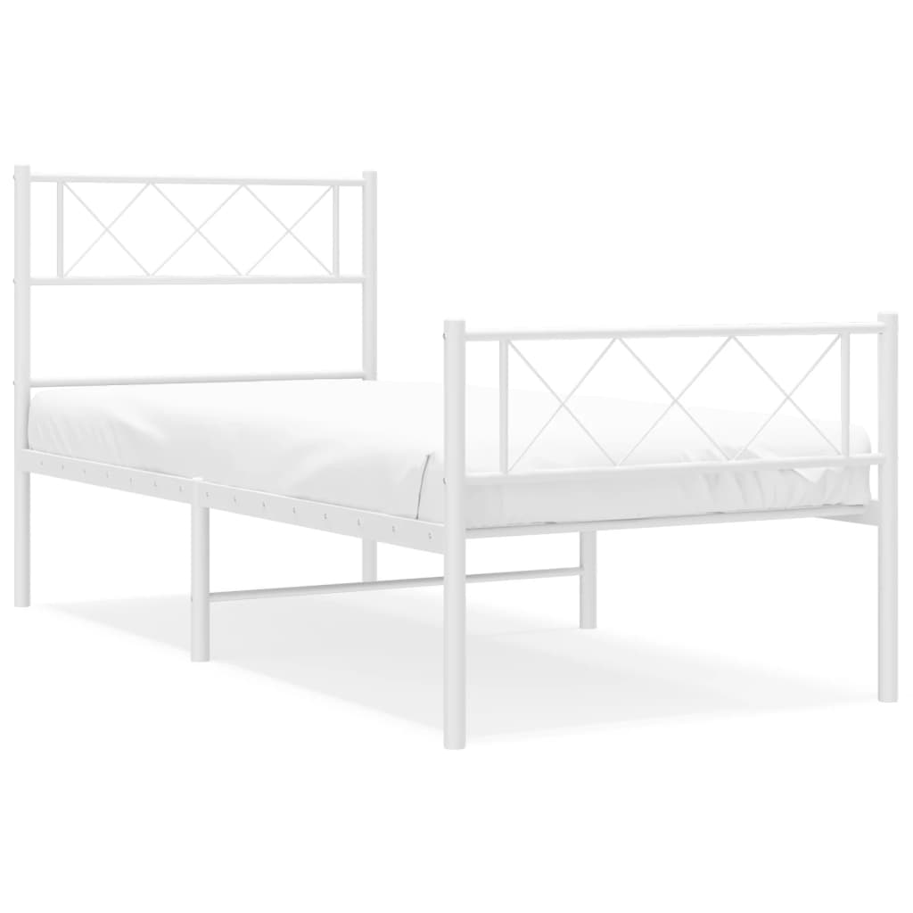 vidaXL Bedframe met hoofd- en voeteneinde metaal wit 100x200 cm