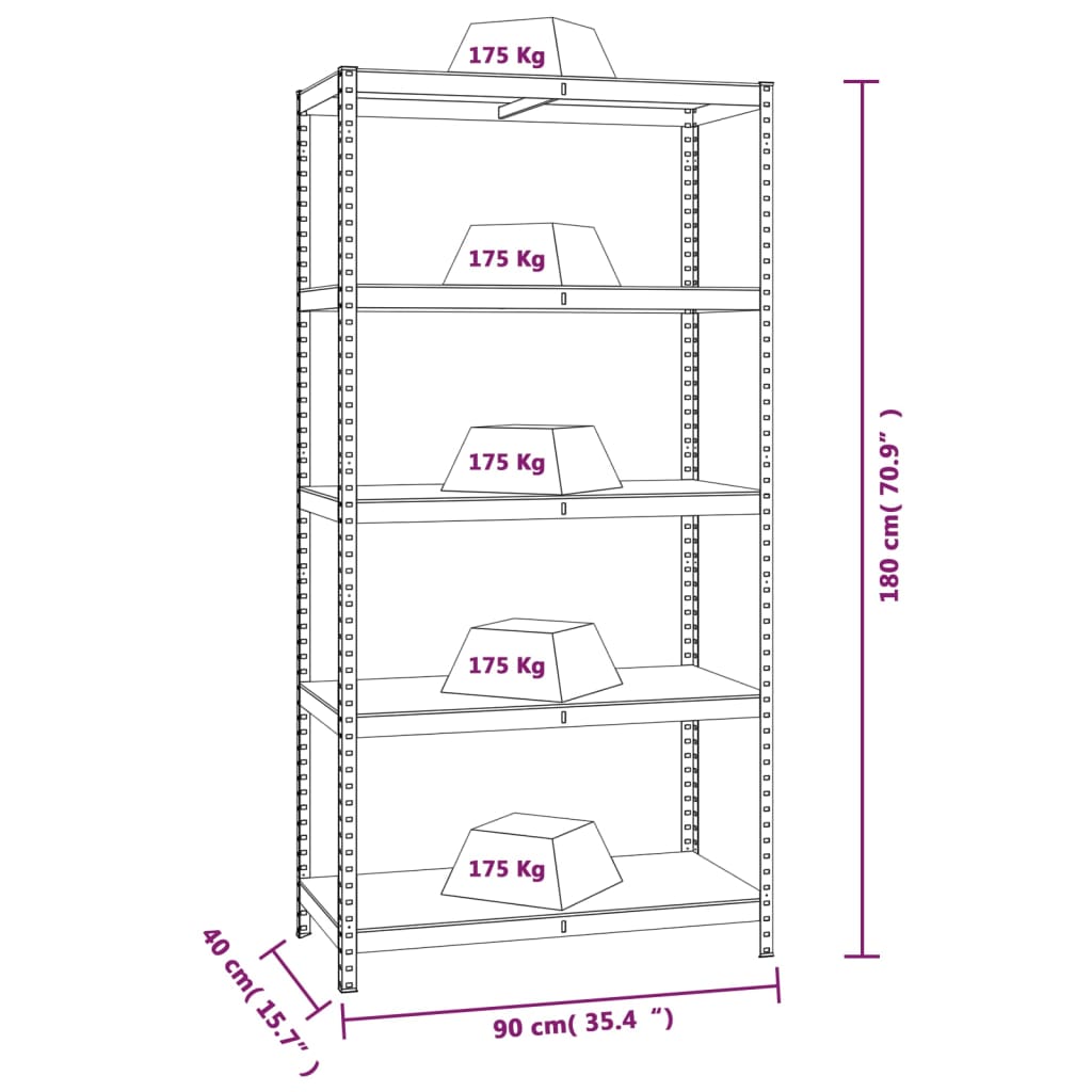 vidaXL Opbergrek 5-laags 4 st staal & bewerkt hout blauw