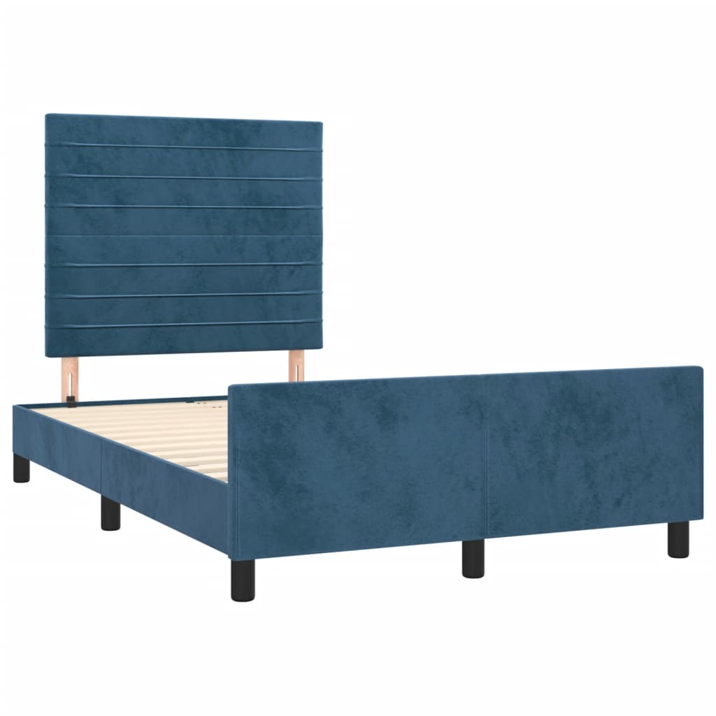 vidaXL Bedframe met hoofdbord fluweel donkerblauw 120x190 cm