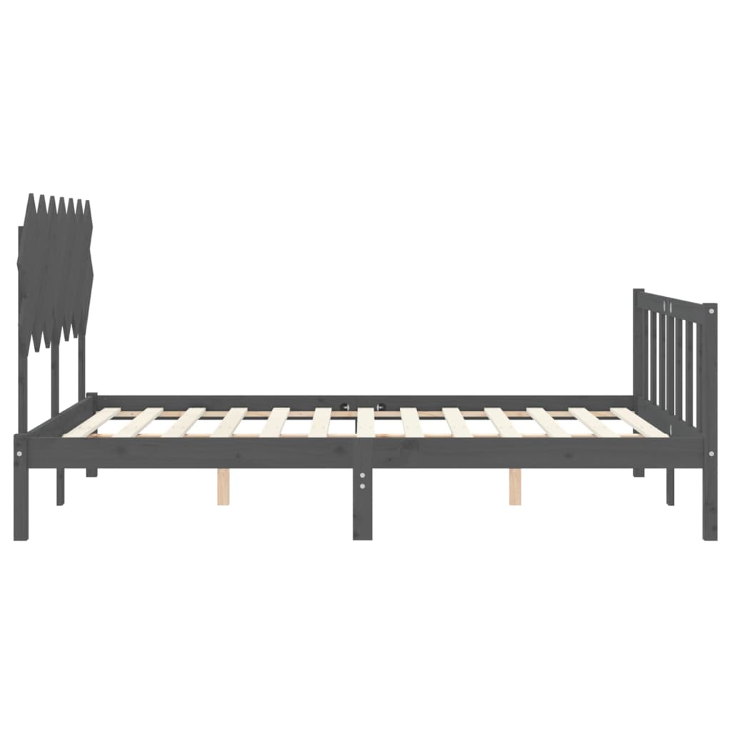 vidaXL Bedframe met hoofdbord massief hout grijs