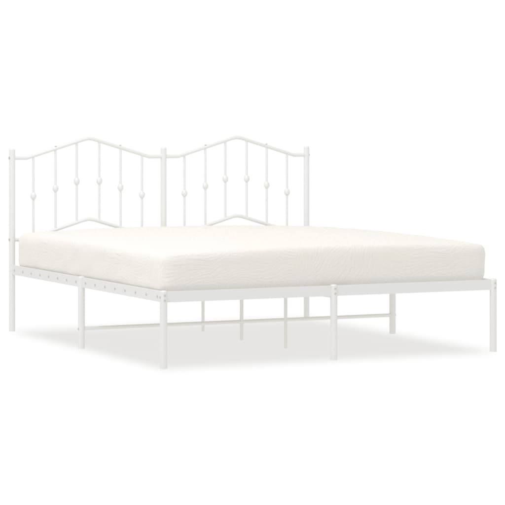 vidaXL Bedframe met hoofdbord metaal wit 183x213 cm