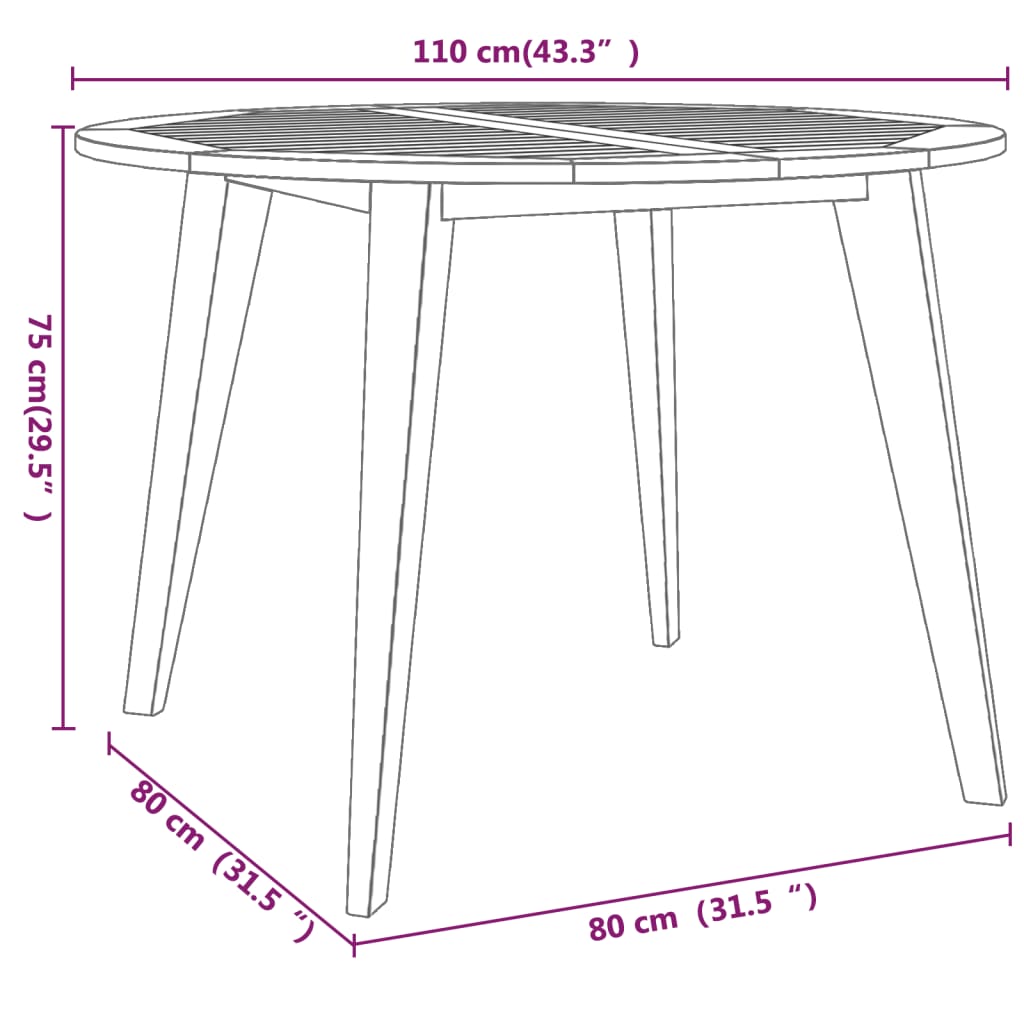 vidaXL 5-delige Tuinset massief acaciahout