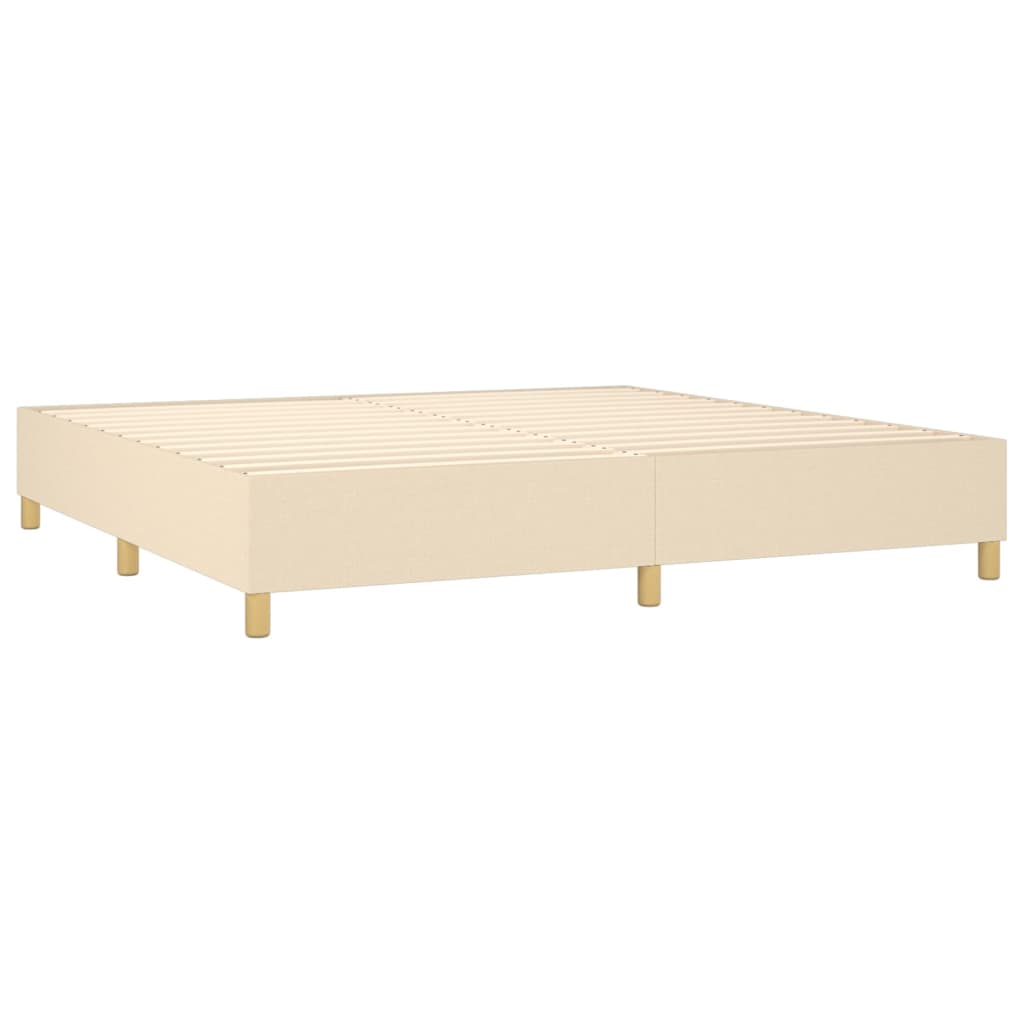 vidaXL Boxspring met matras stof crèmekleurig 200x200 cm