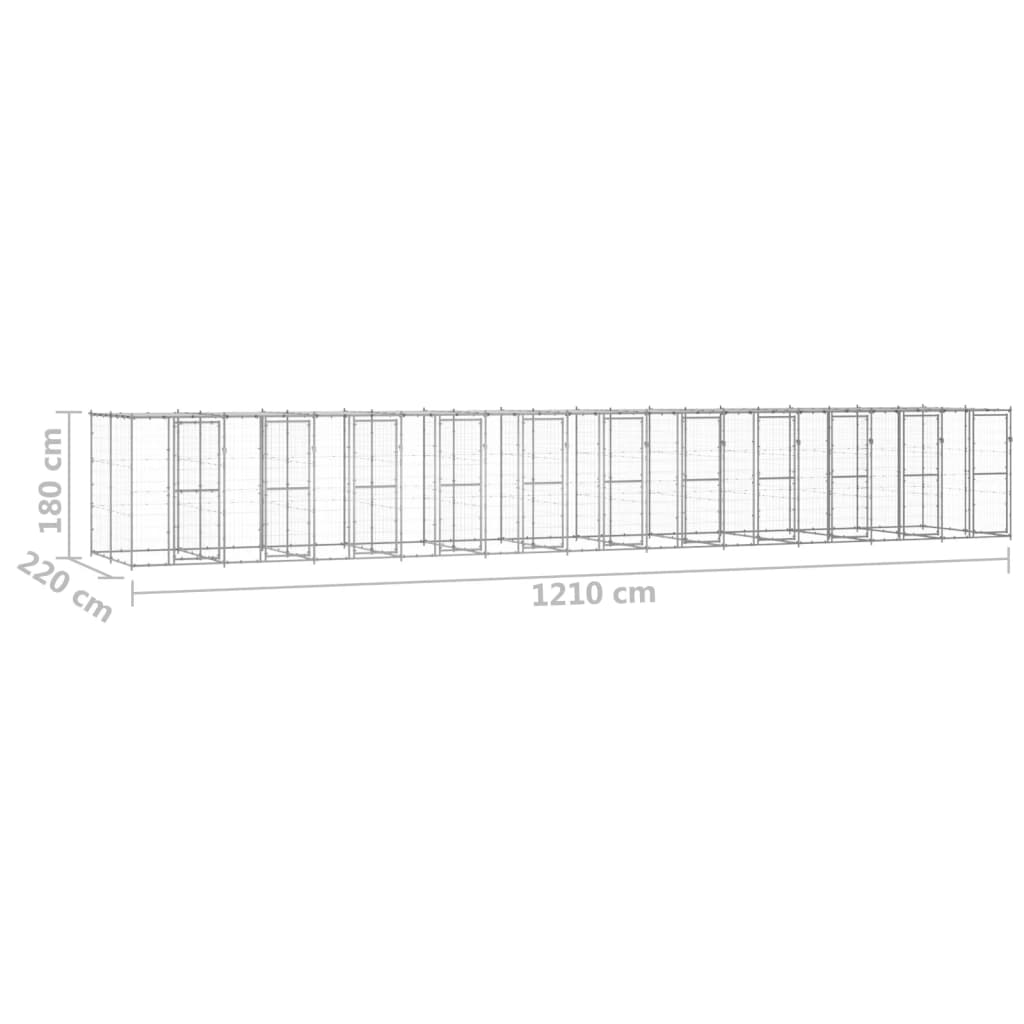 vidaXL Hondenkennel met dak 26,62 m² gegalvaniseerd staal