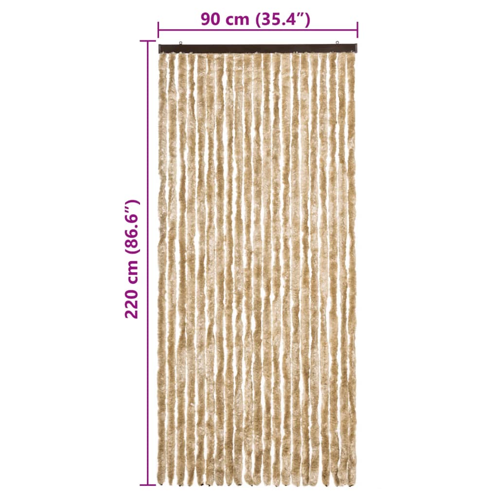 vidaXL Vliegengordijn 90x220 cm chenille beige