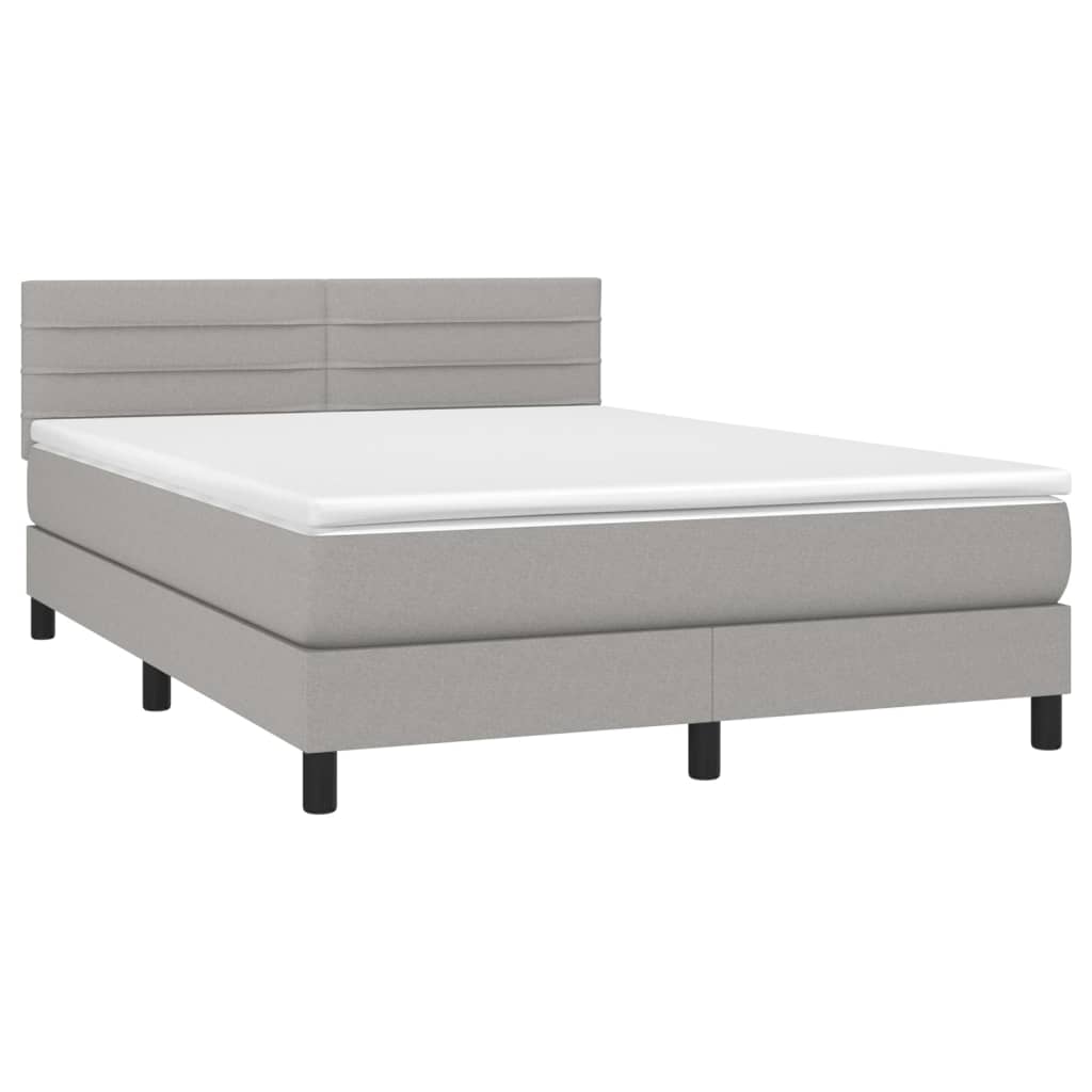 vidaXL Boxspring met matras stof lichtgrijs 140x200 cm