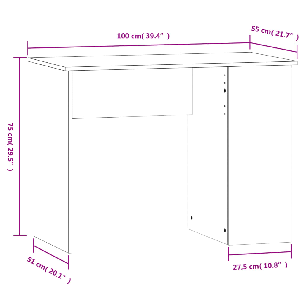 vidaXL Bureau 100x55x75 cm bewerkt hout grijs sonoma eikenkleurig