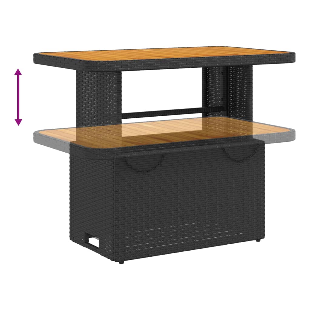 vidaXL 4-delige Tuinset met kussens poly rattan zwart