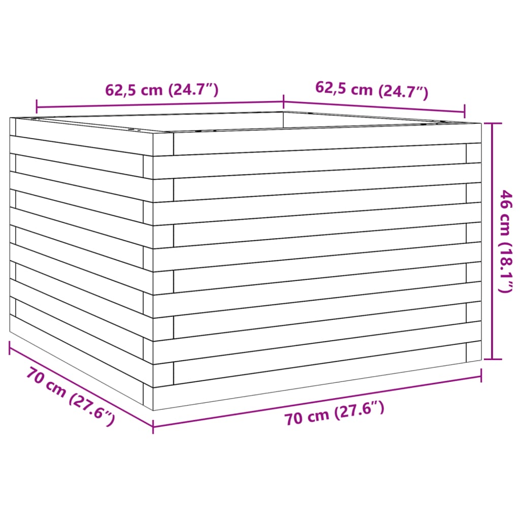 vidaXL Plantenbak 70x70x46 cm geïmpregneerd grenenhout