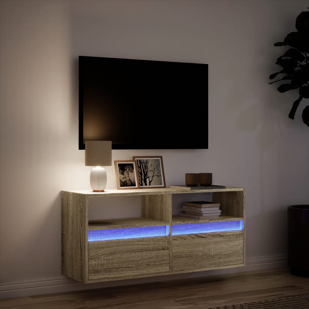 vidaXL Tv-wandmeubel met LED-verlichting 100x31x45 cm sonoma eiken