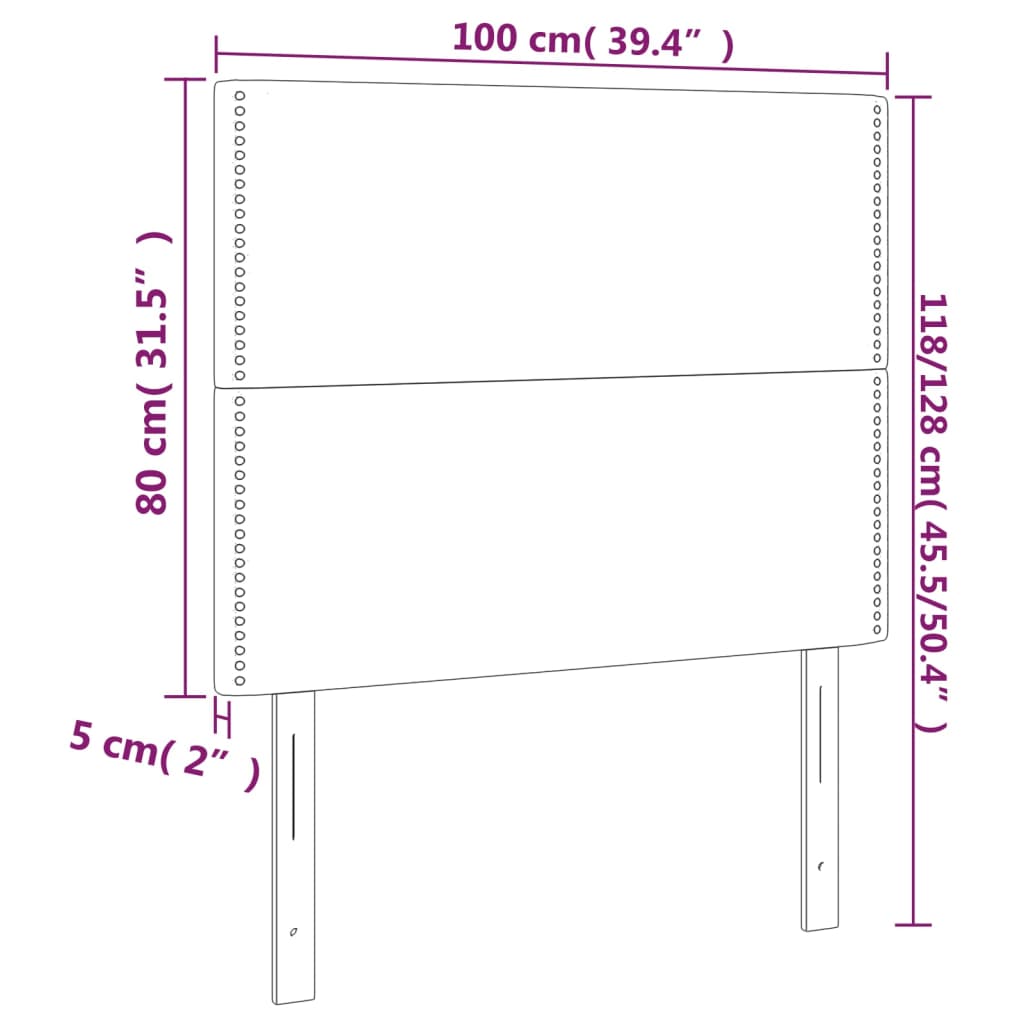 vidaXL Hoofdbord LED 100x5x118/128 cm kunstleer zwart