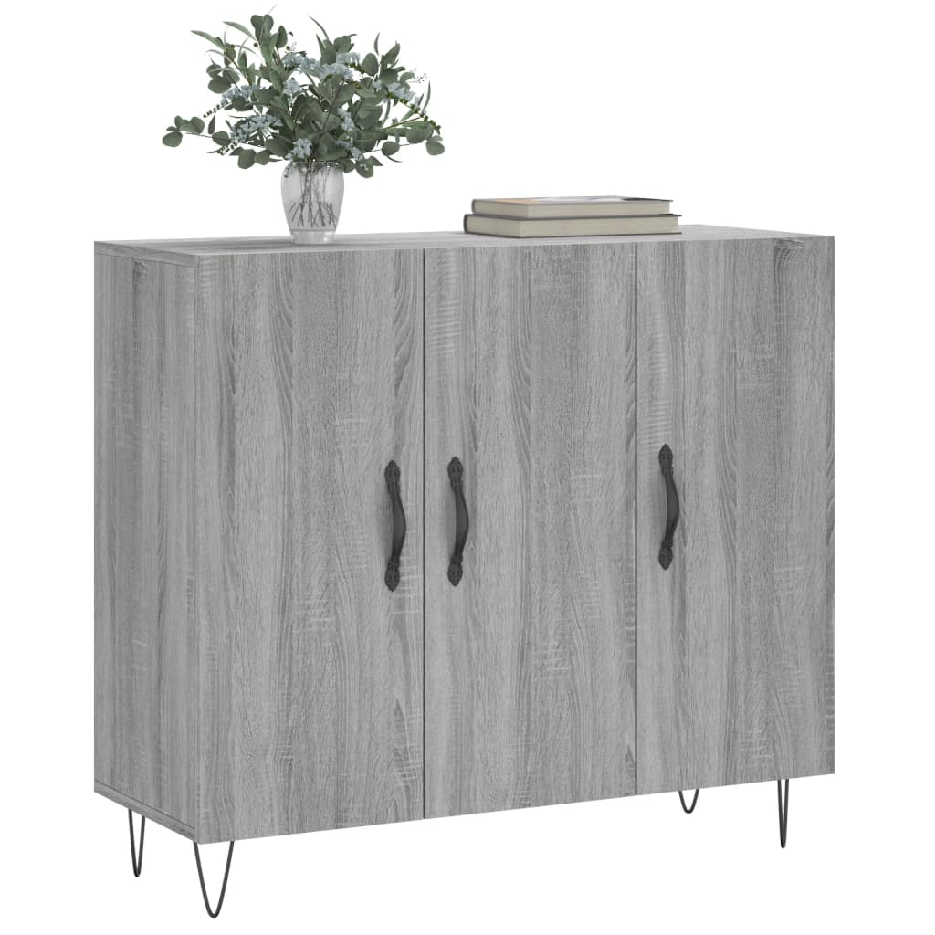 vidaXL Dressoir 90x34x80 cm bewerkt hout grijs sonoma eikenkleurig