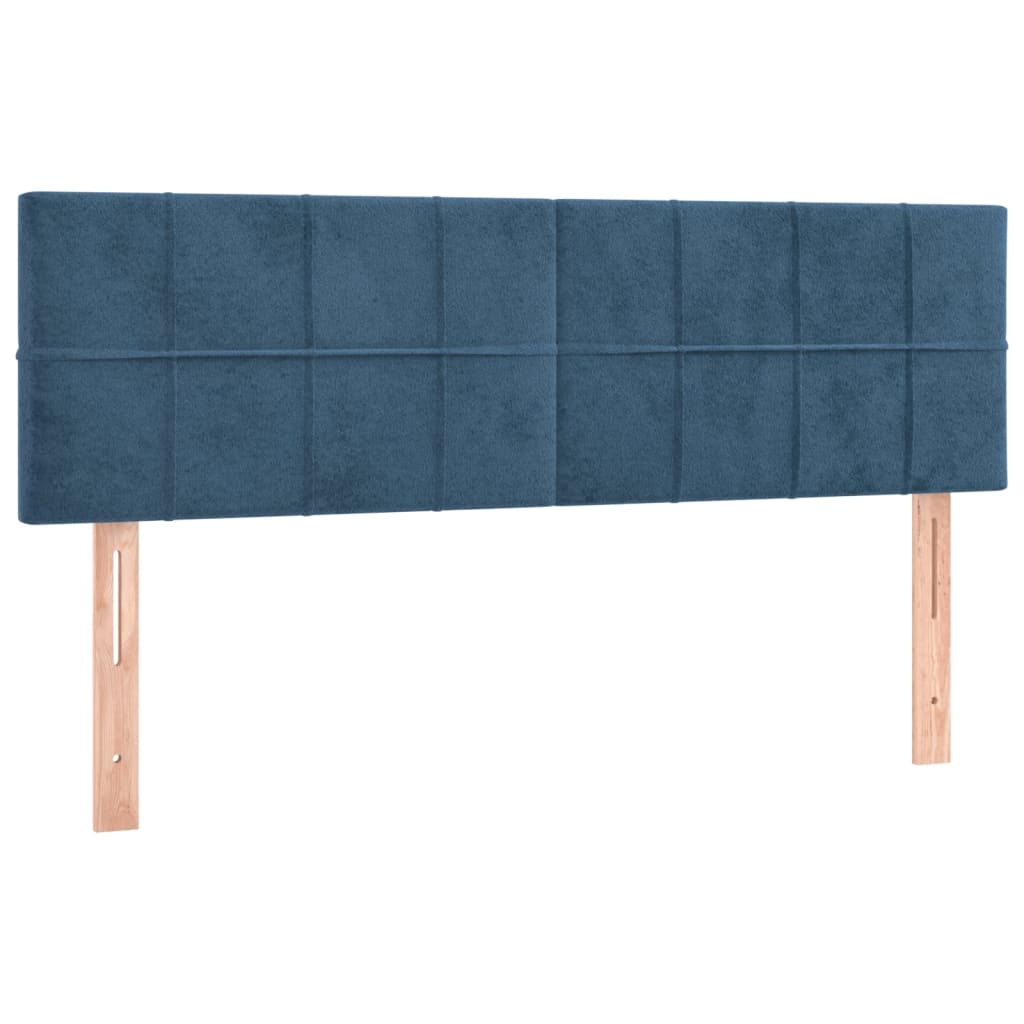 vidaXL Boxspring met matras fluweel donkerblauw 140x190 cm