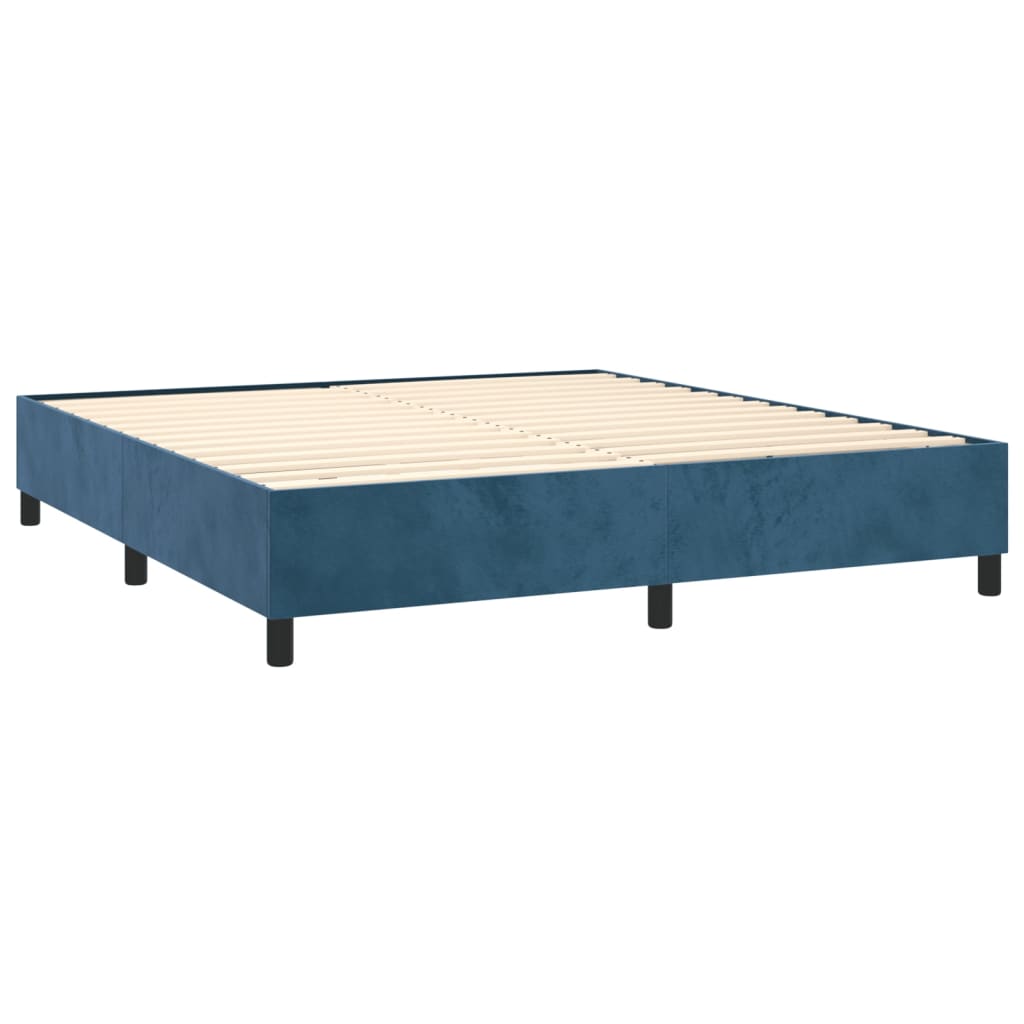 vidaXL Boxspring met matras en LED fluweel donkerblauw 160x200 cm