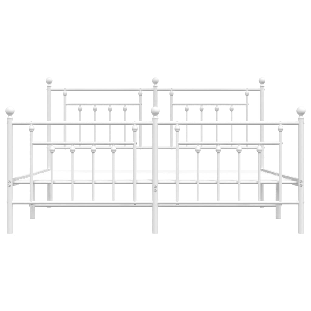 vidaXL Bedframe met hoofd- en voeteneinde metaal wit 160x200 cm