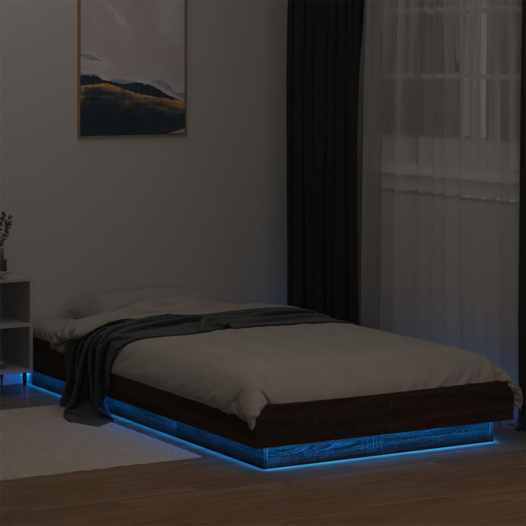 vidaXL Bedframe met LED-verlichting bruin eikenkleur 100x200 cm