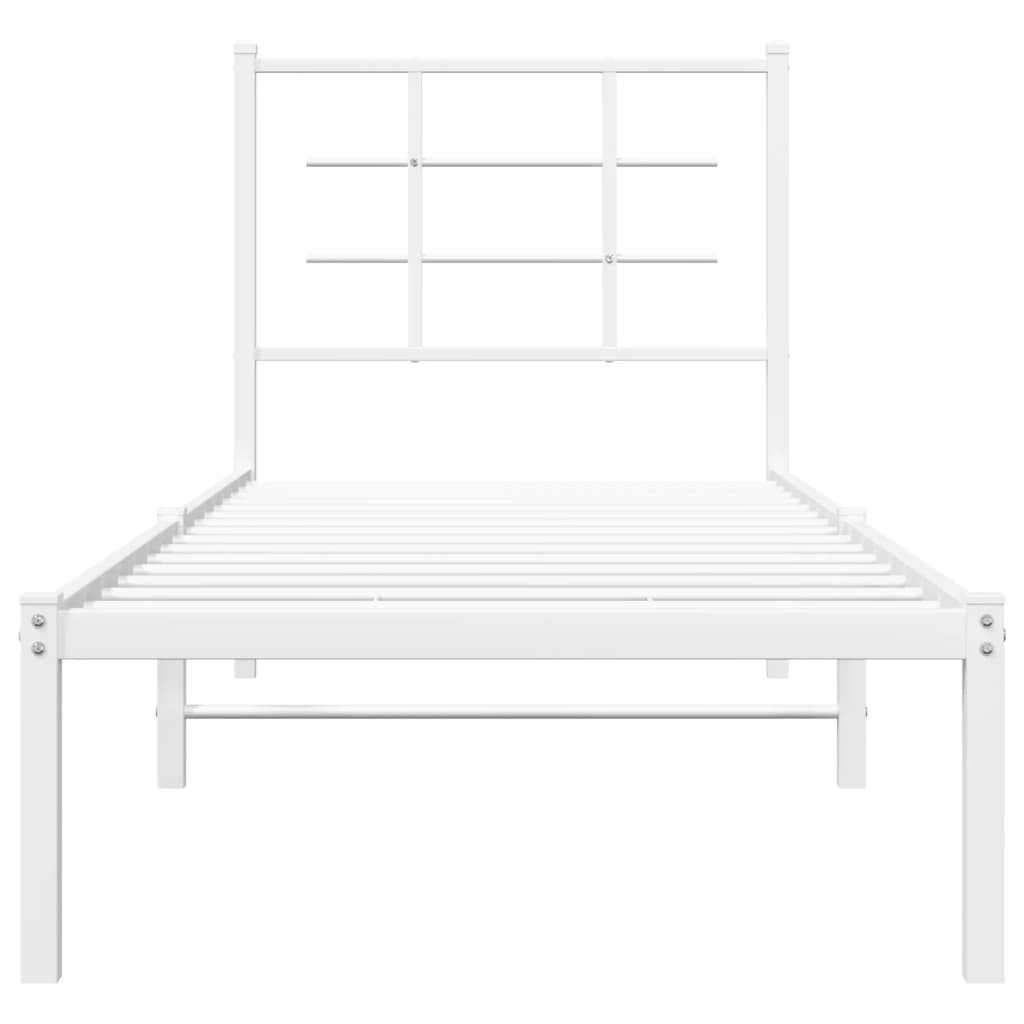 vidaXL Bedframe met hoofdbord metaal wit 80x200 cm