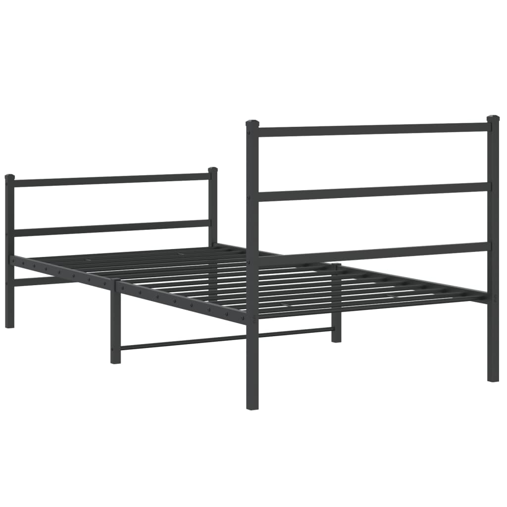 vidaXL Bedframe met hoofd- en voeteneinde metaal zwart 100x190 cm