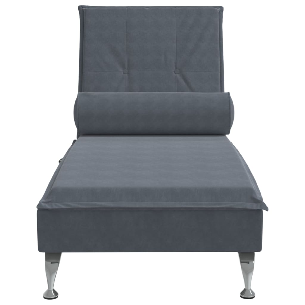 vidaXL Massage chaise longue met bolster fluweel donkergrijs