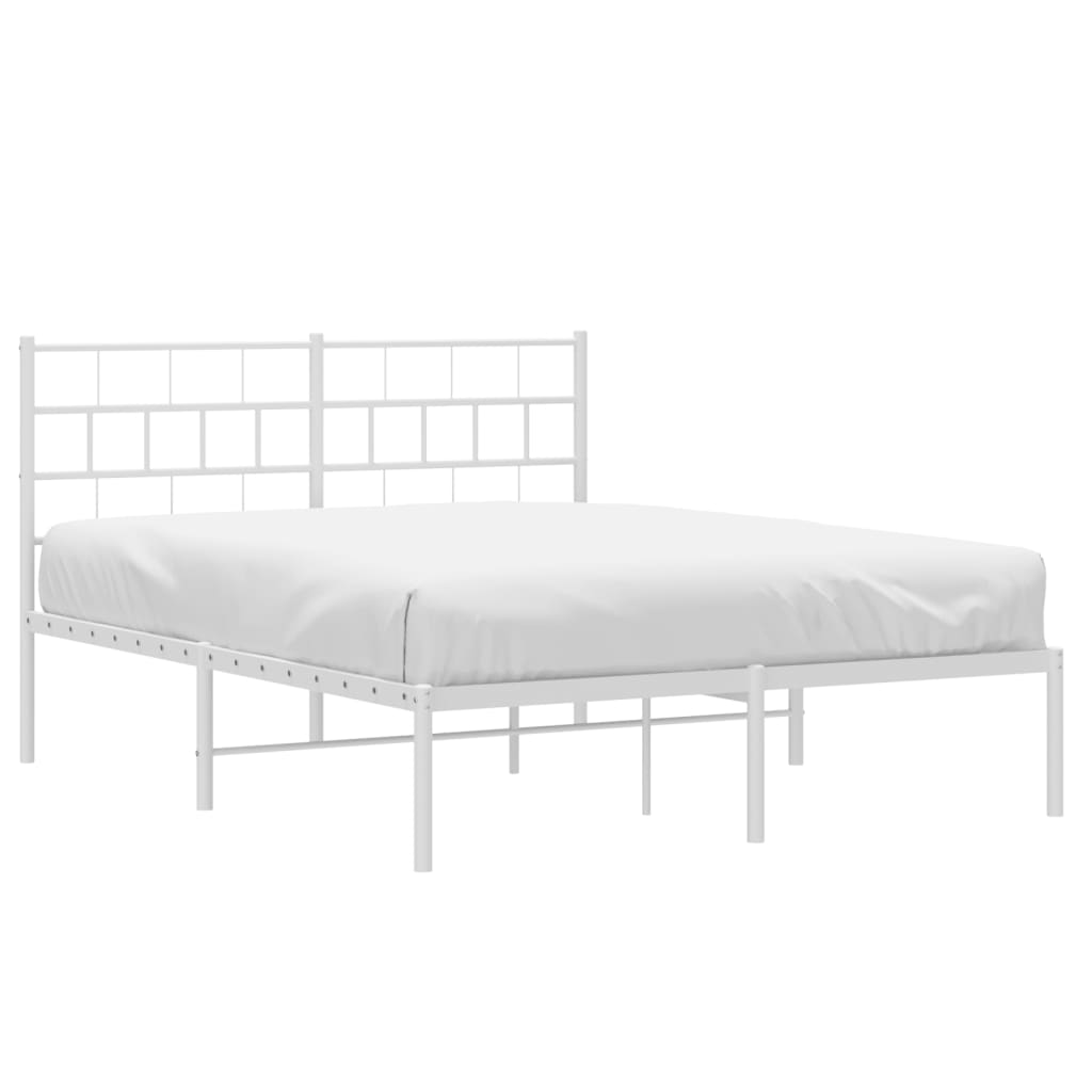 vidaXL Bedframe met hoofdbord metaal wit 120x200 cm