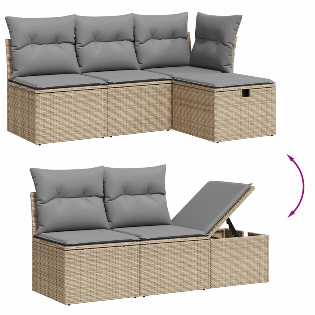 vidaXL 7-delige Loungeset met kussens poly rattan grijs