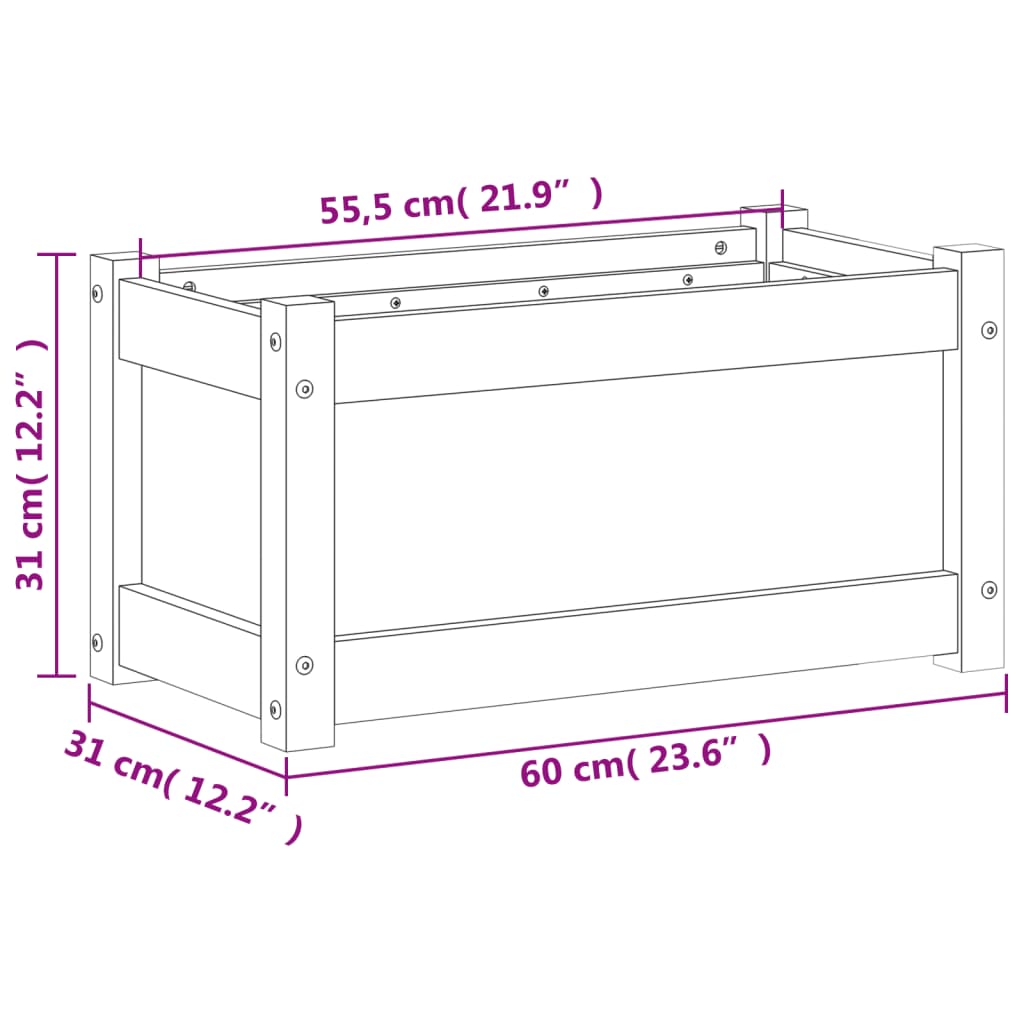 vidaXL Plantenbak 60x31x31 cm massief grenenhout