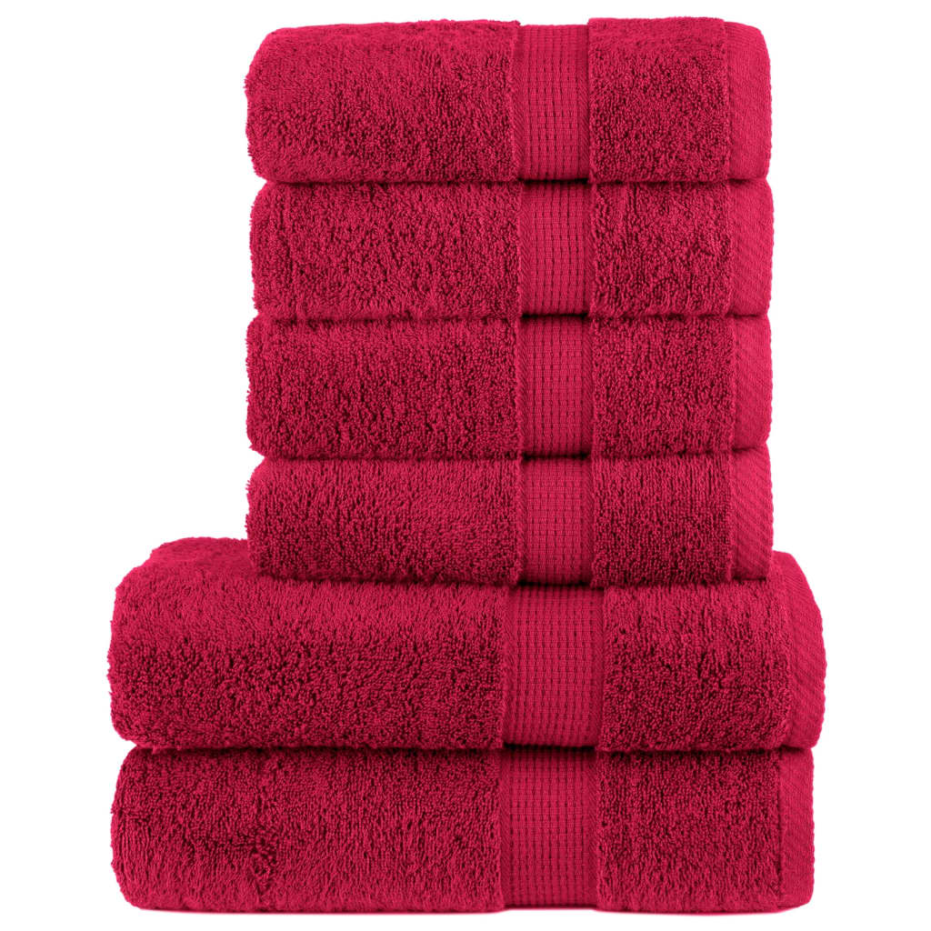 vidaXL 6-delige Handdoekenset SOLUND 600 g/m² rood