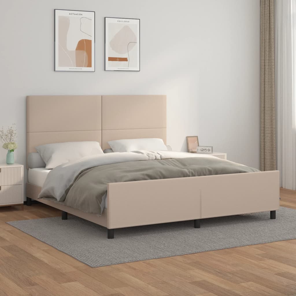 vidaXL Bedframe met hoofdbord kunstleer cappuccinokleurig 180x200 cm