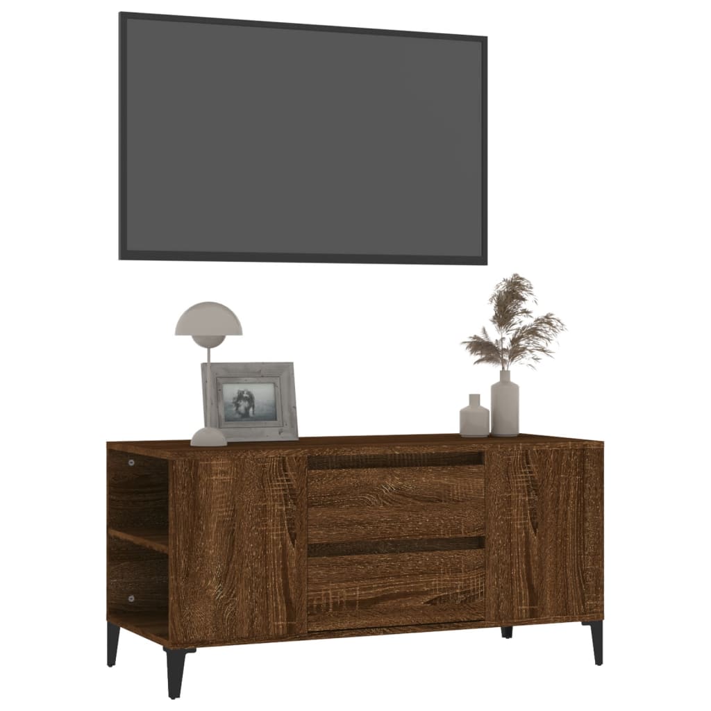 vidaXL Tv-meubel 102x44,5x50 cm bewerkt hout bruin eikenkleur