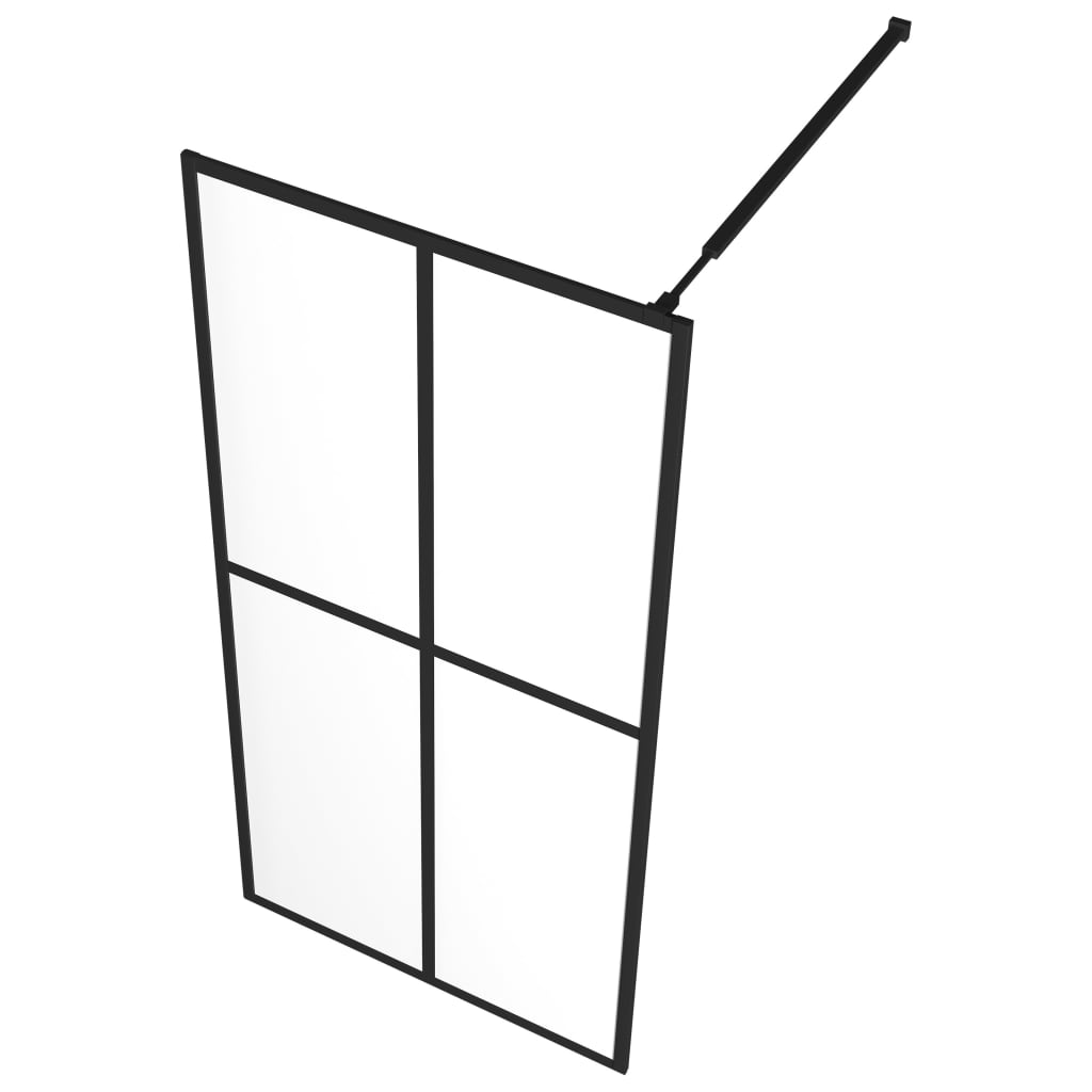 vidaXL Inloopdouchewand met schap 90x195 cm ESG-glas aluminium zwart