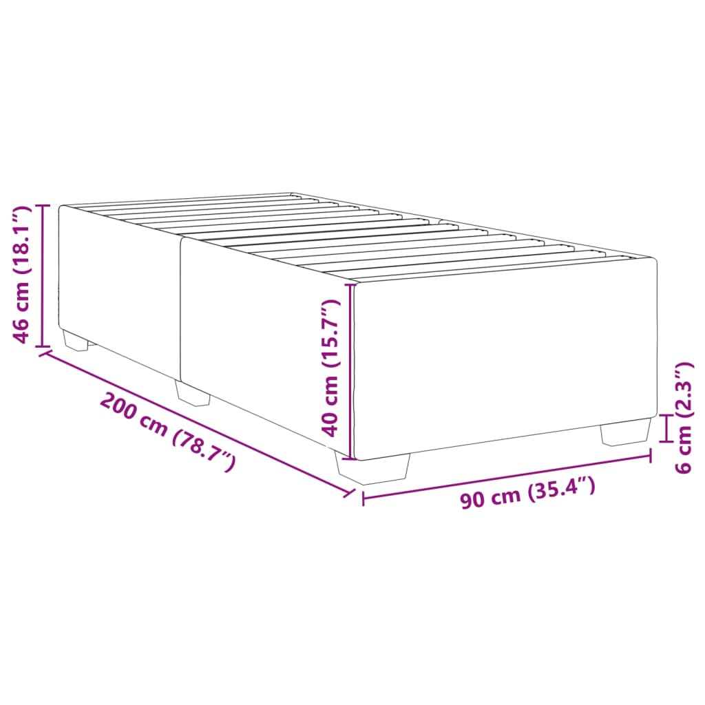 vidaXL Bedframe stof donkergrijs 90x200 cm