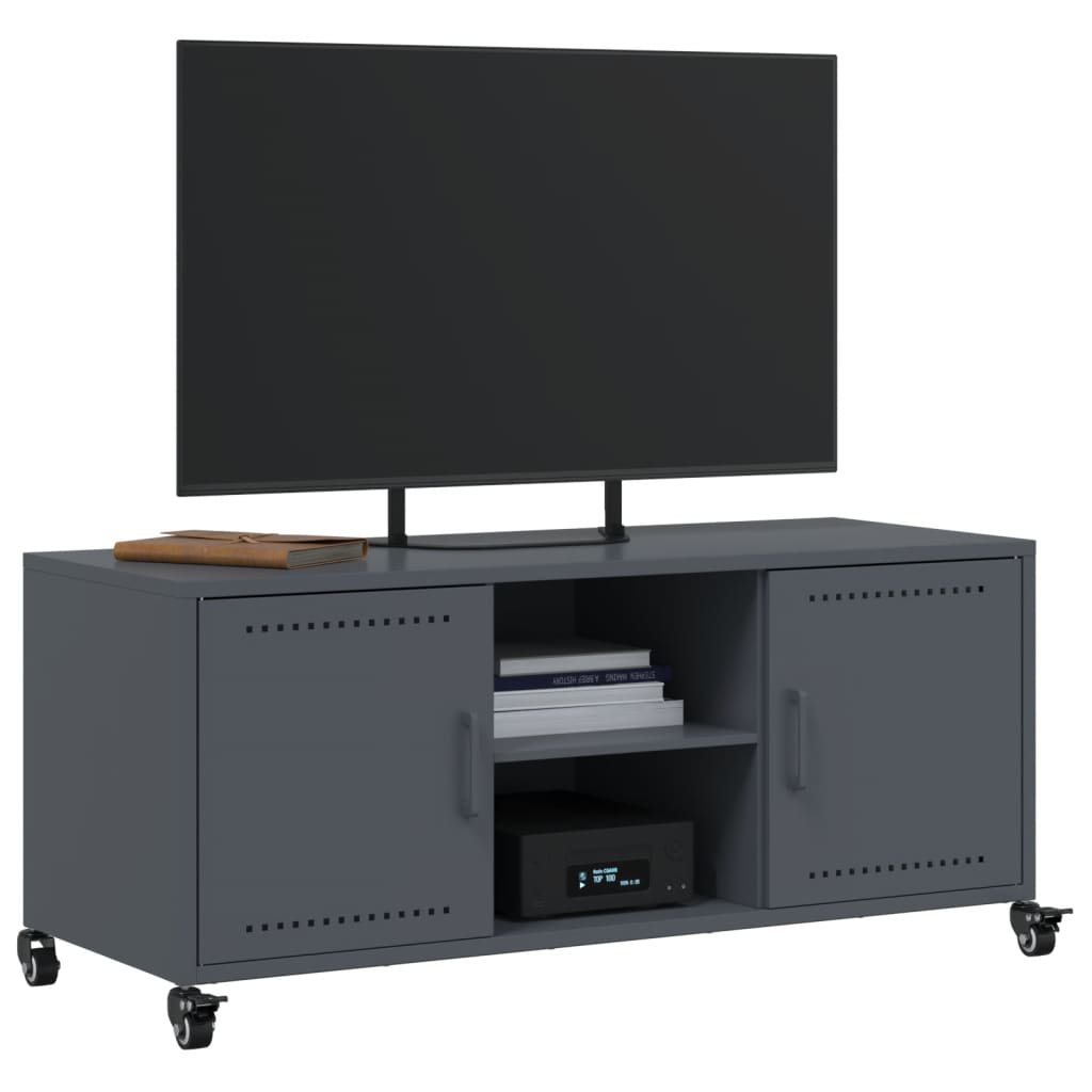 vidaXL Tv-meubel 100,5x39x43,5 cm staal antracietkleurig