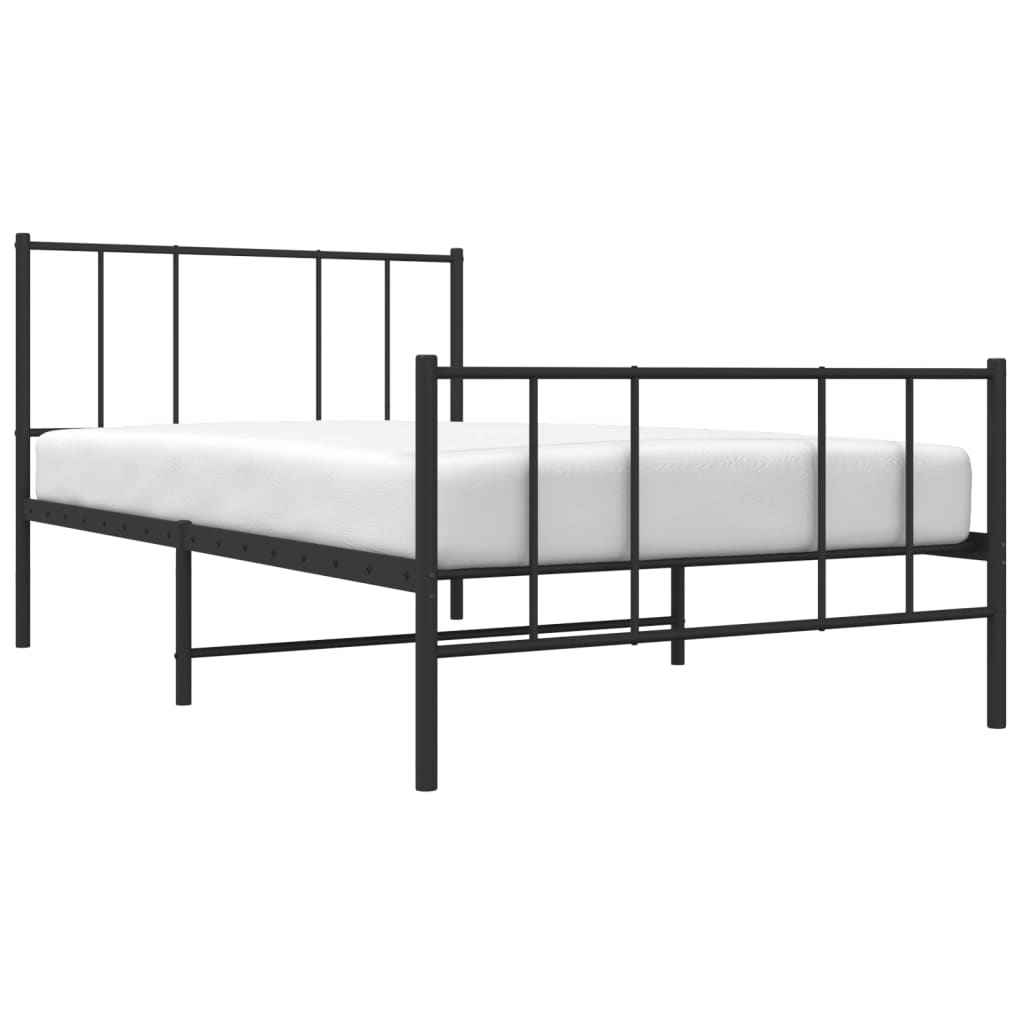 vidaXL Bedframe met hoofd- en voeteneinde metaal zwart 90x190 cm