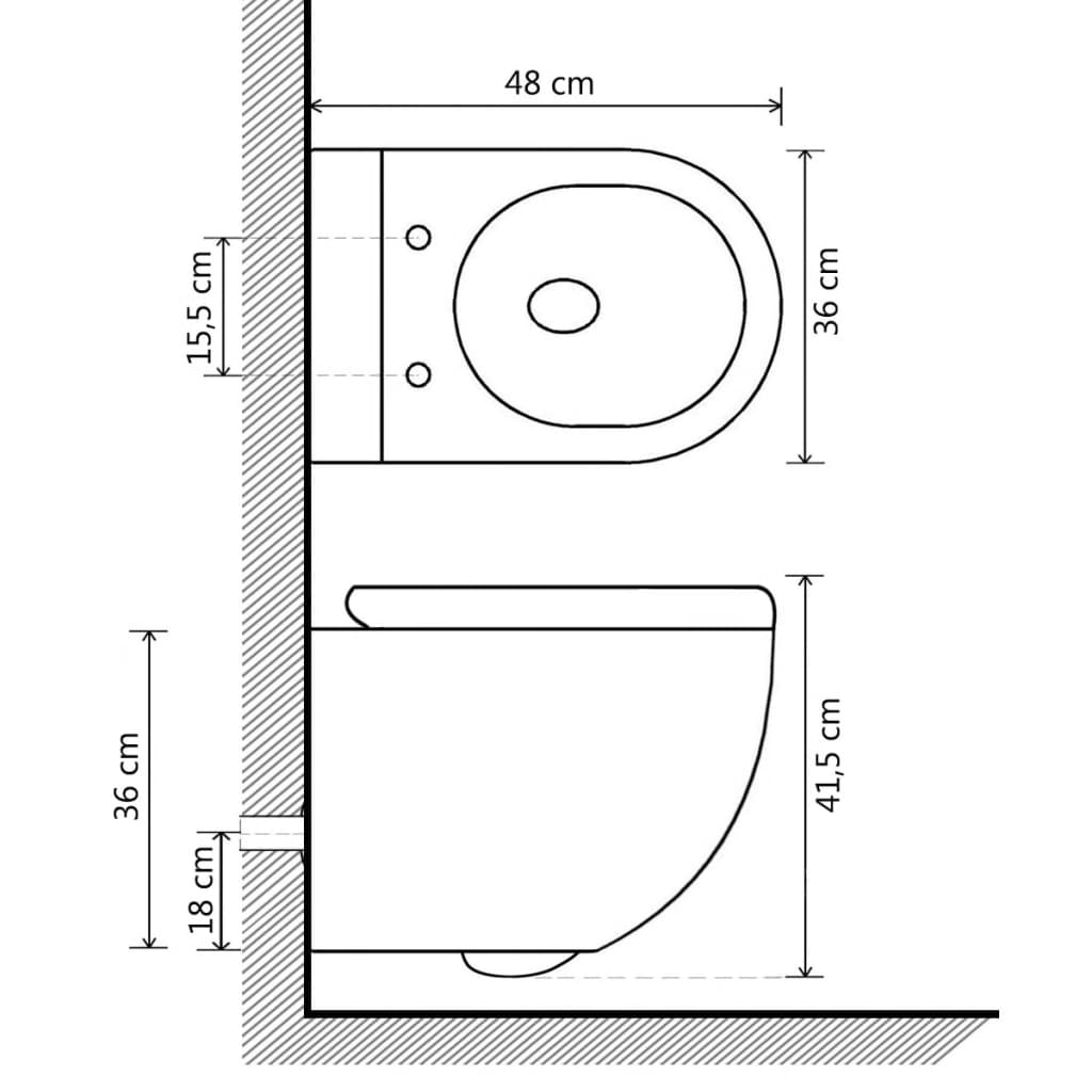 vidaXL Hangend toilet randloos keramiek zwart