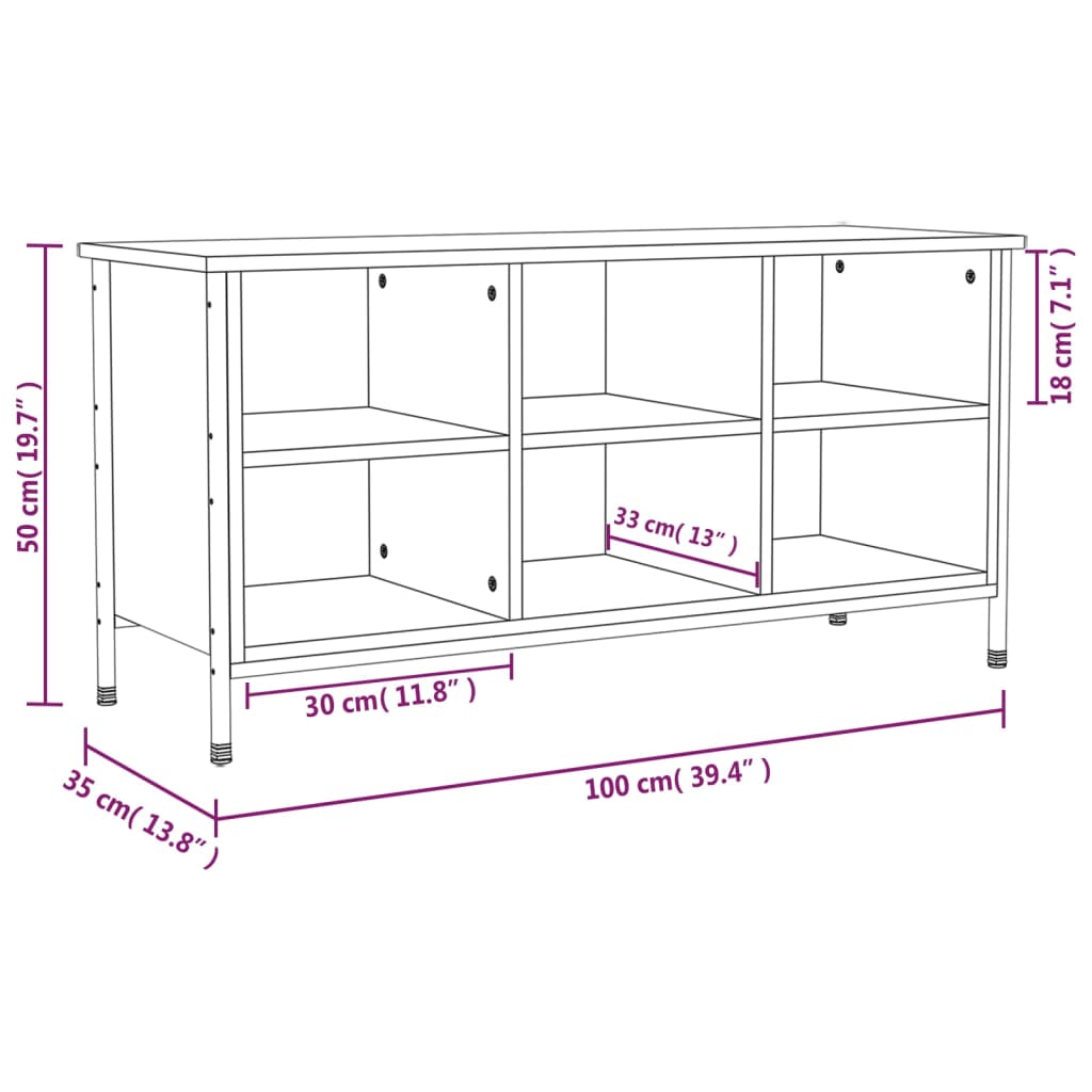 vidaXL Schoenenkast 100x35x50 cm bewerkt hout zwart