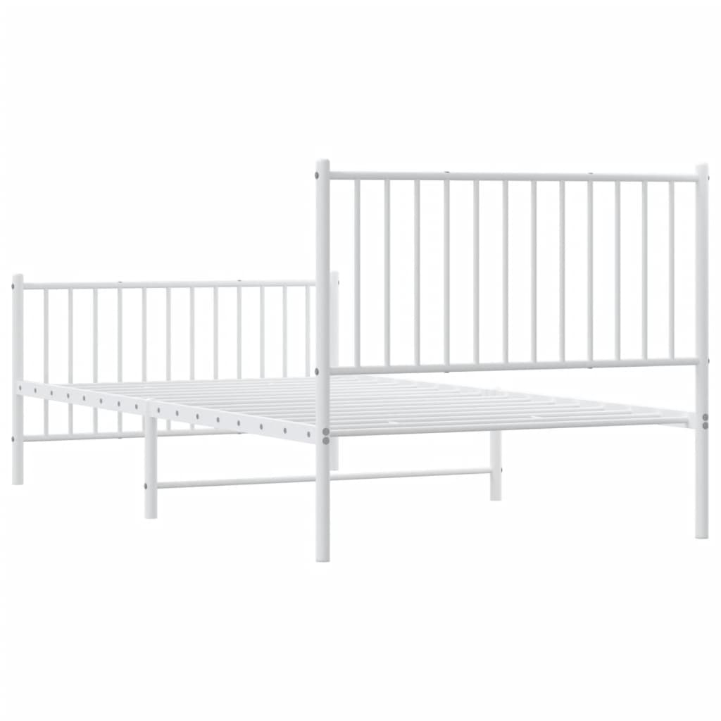 vidaXL Bedframe met hoofd- en voeteneinde metaal wit 100x200 cm