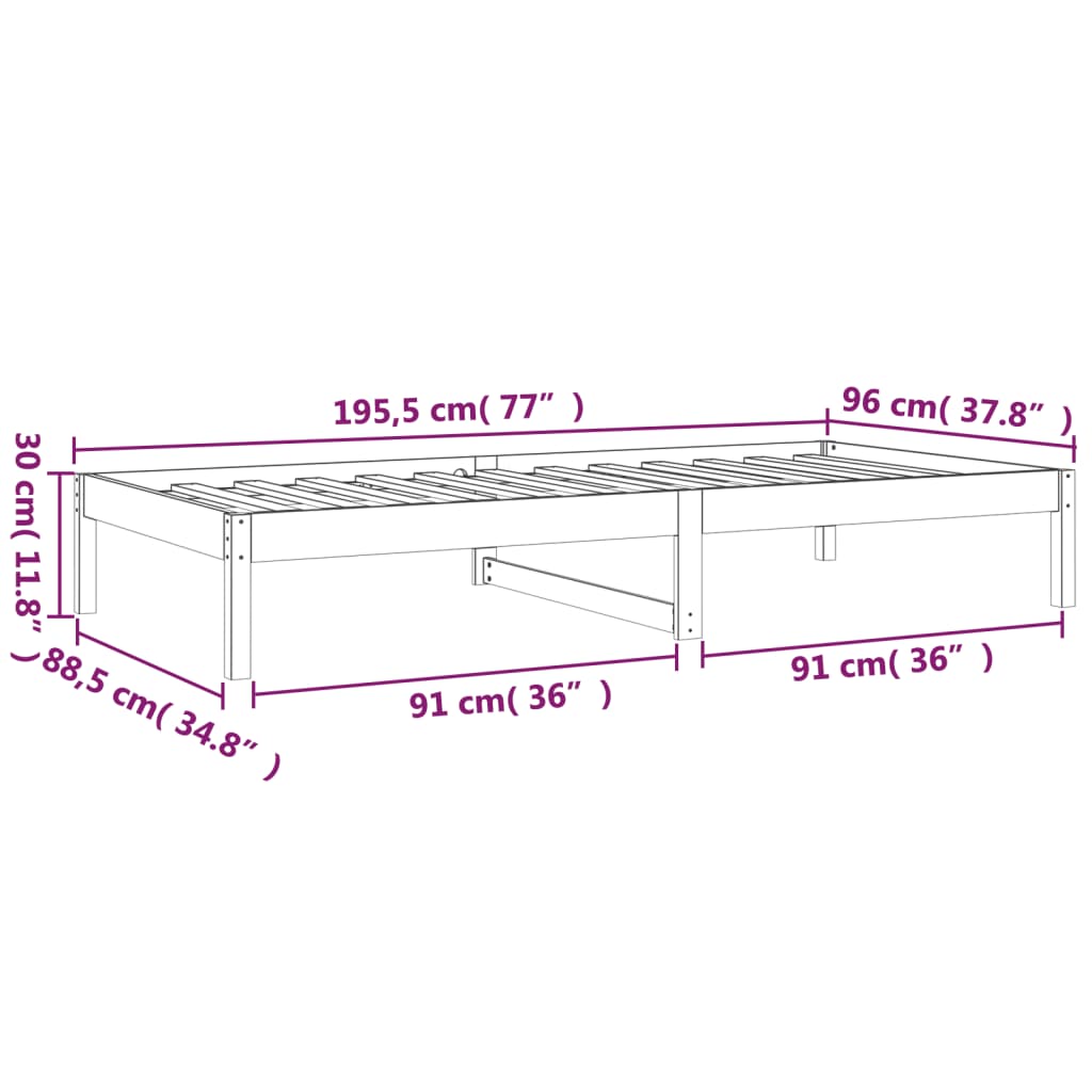 vidaXL Slaapbank 90x190 cm massief grenenhout