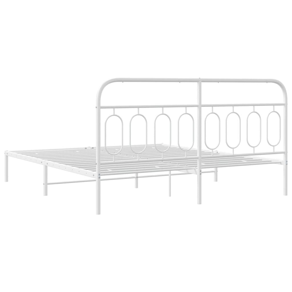 vidaXL Bedframe met hoofdbord metaal wit 183x213 cm