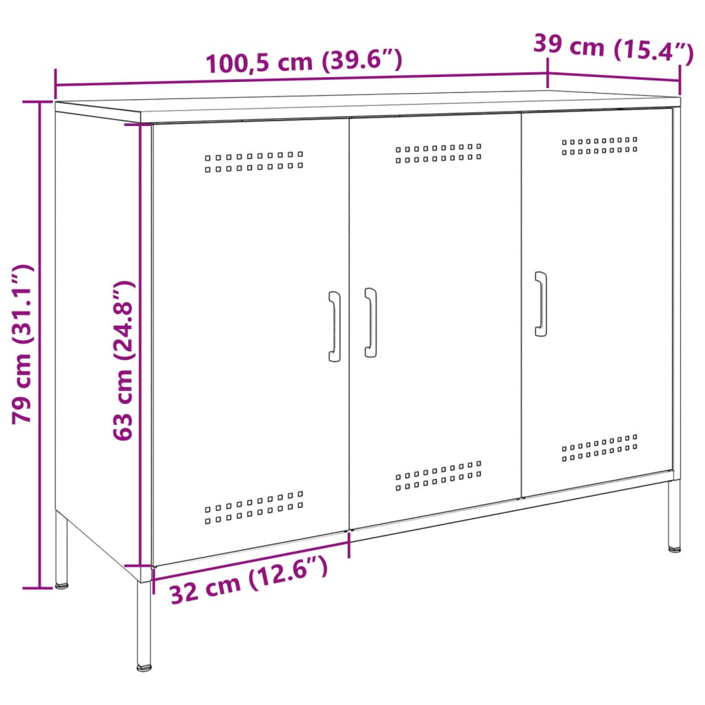 vidaXL Dressoir 100,5x39x79 cm staal olijfgroen