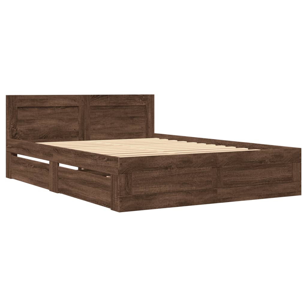 vidaXL Bedframe met hoofdeinde bruin eikenkleur 120x190 cm