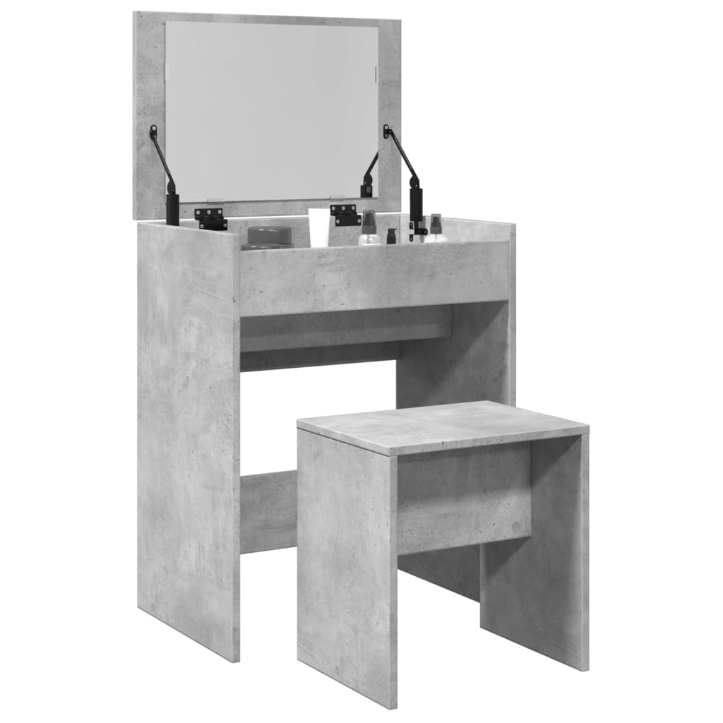 vidaXL Kaptafel met krukje 60x40x113,5 cm betongrijs