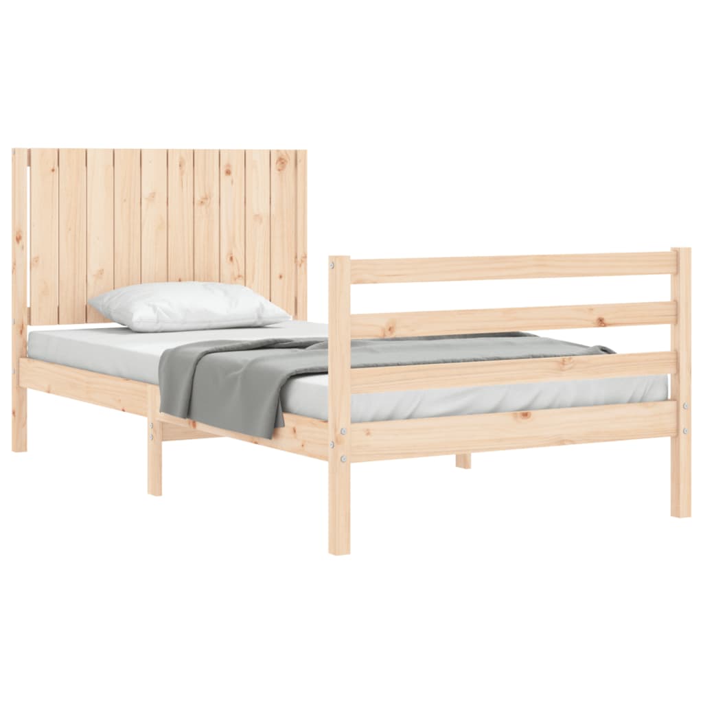 vidaXL Bedframe met hoofdbord massief hout 100x200 cm